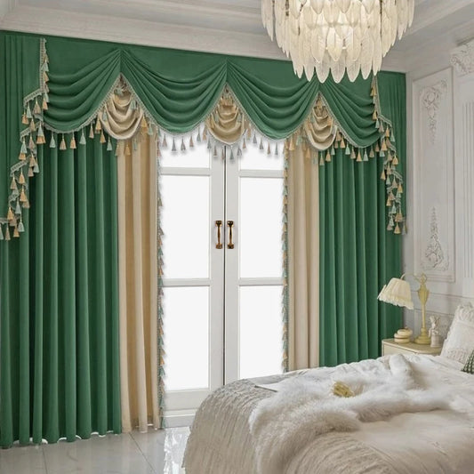 2pcs Luxury Curtain, Matching Flannelette, No Valance