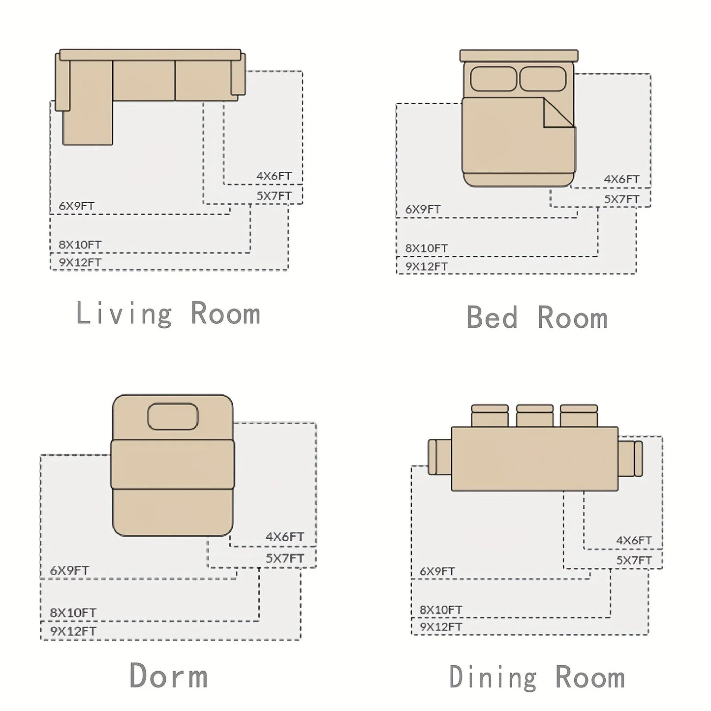 Yellow Shaggy Non-Slip Rugs for Multiple Rooms