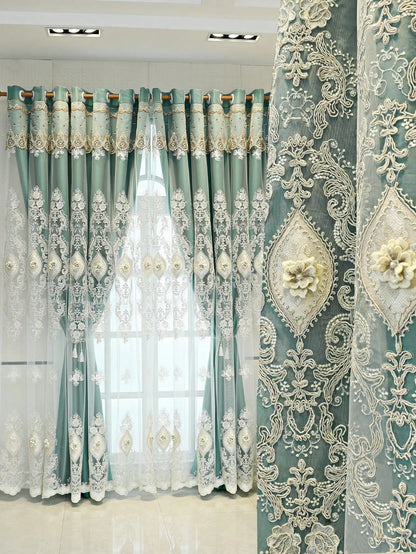 1PC Vintage-style Embroidered Curtains