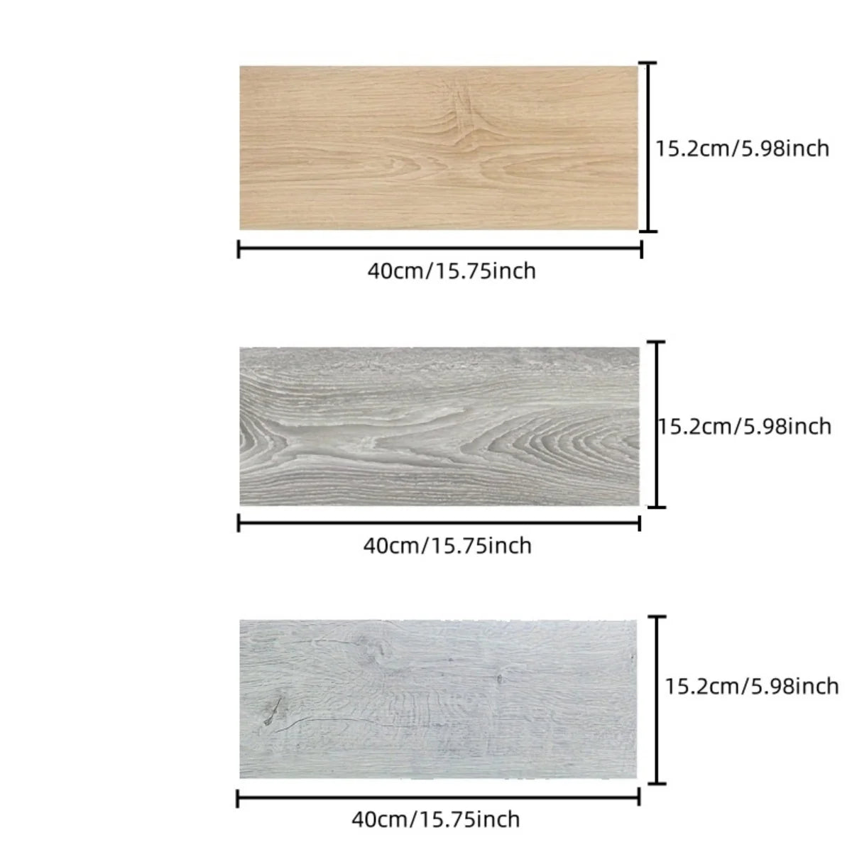 10Pcs 40x15cm PVC Self-adhesive Wood Grain Floor Stickers