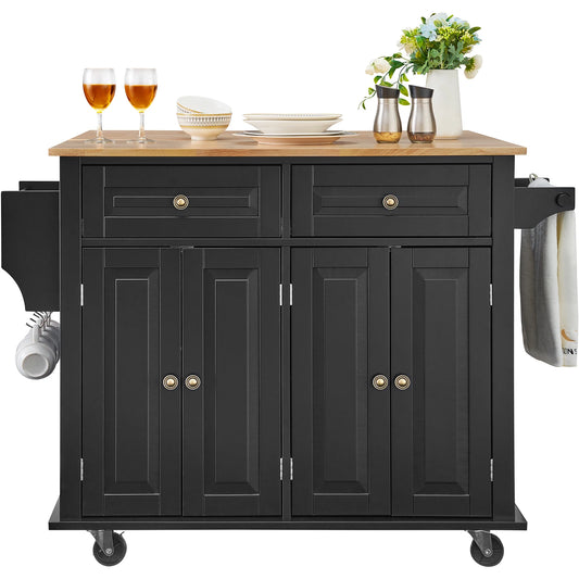 43" Kitchen Island Mobile Cart, Storage Cabinet