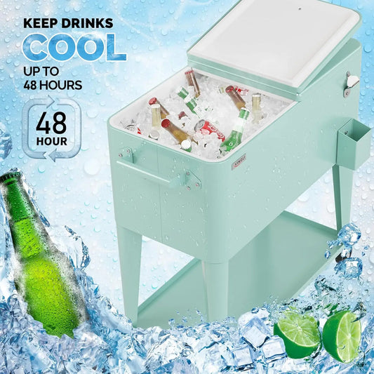 80 Quart Portable Rolling Ice Chest with Bottle Opener