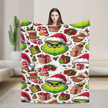 Grinch Design Cozy Throw for Holiday Gift