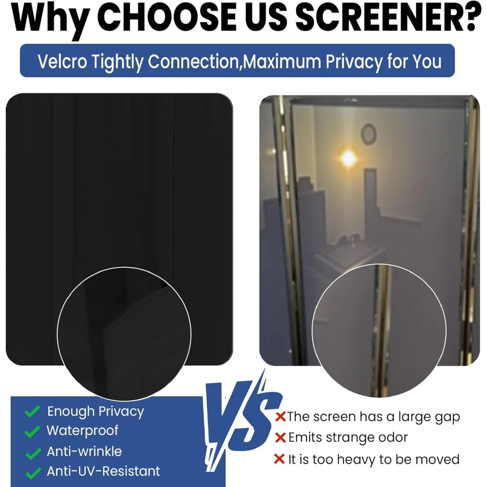 4 Panel Black Room Divider, Freestanding