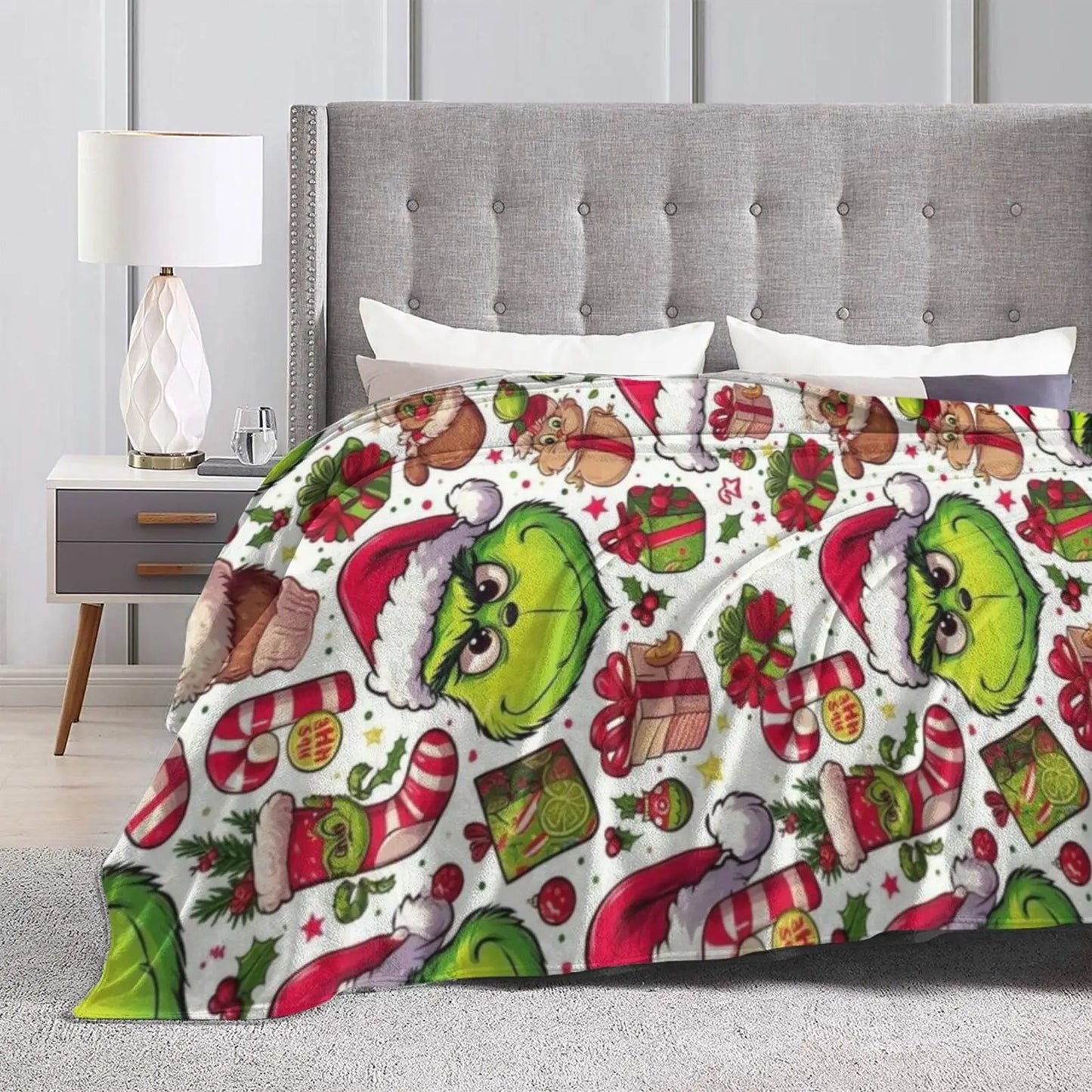 Grinch Design Cozy Throw for Holiday Gift