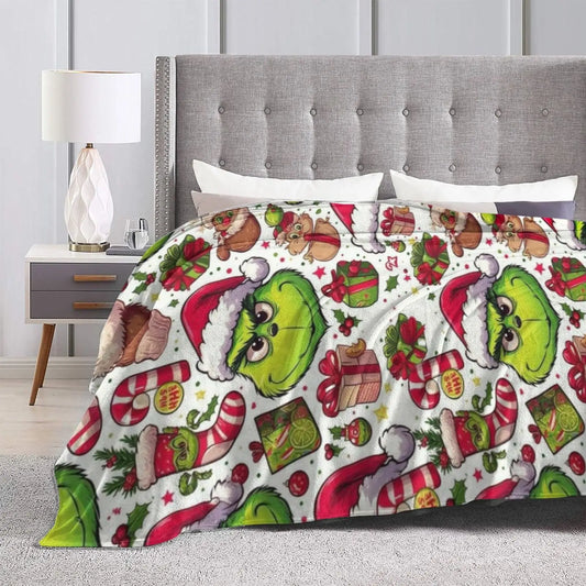 Grinch Design Cozy Throw for Holiday Gift