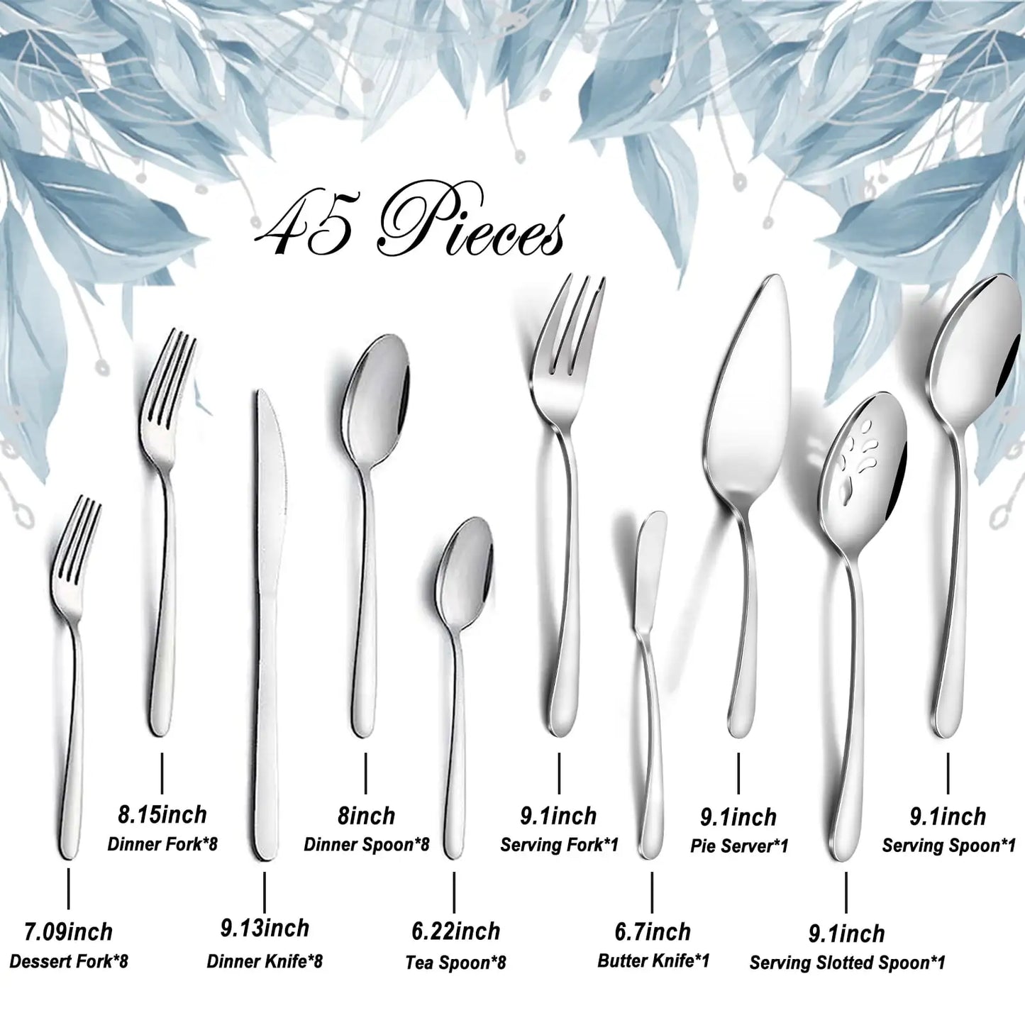 65 Pcs Stainless Steel Flatware/Serving Set for 12