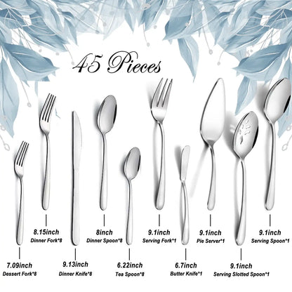 65 Pcs Stainless Steel Flatware/Serving Set for 12